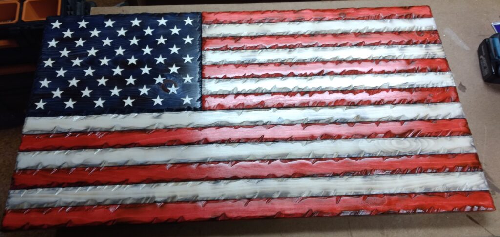Rustic American Flag using burnt edges