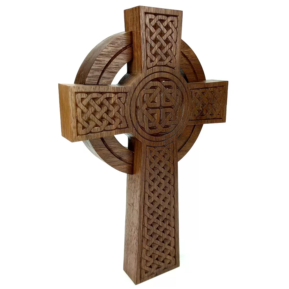 Walnut Celtic Cross Front Display Angle - Twigg Homemade